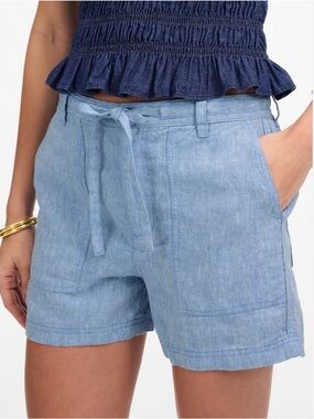 Madewell Light Blue Tie-Waist Linen Shorts
